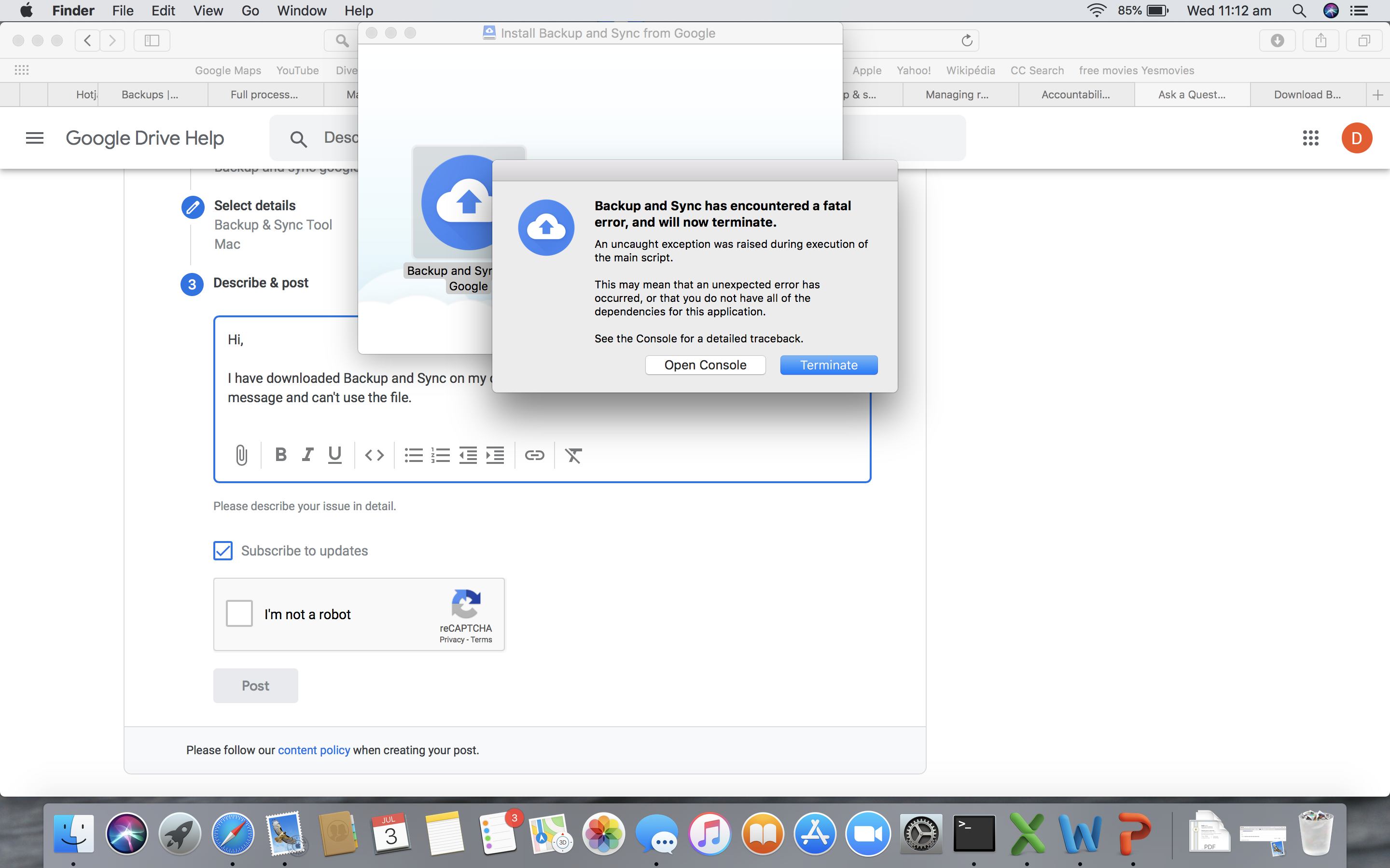google drive for mac unable to sync